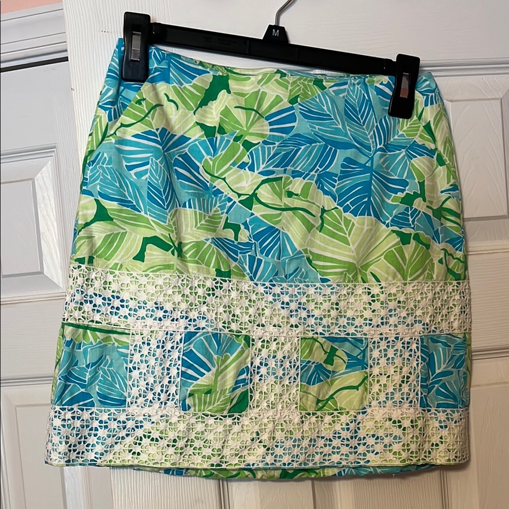 VTG Lily Pulitzer Leaf Printed Skirt